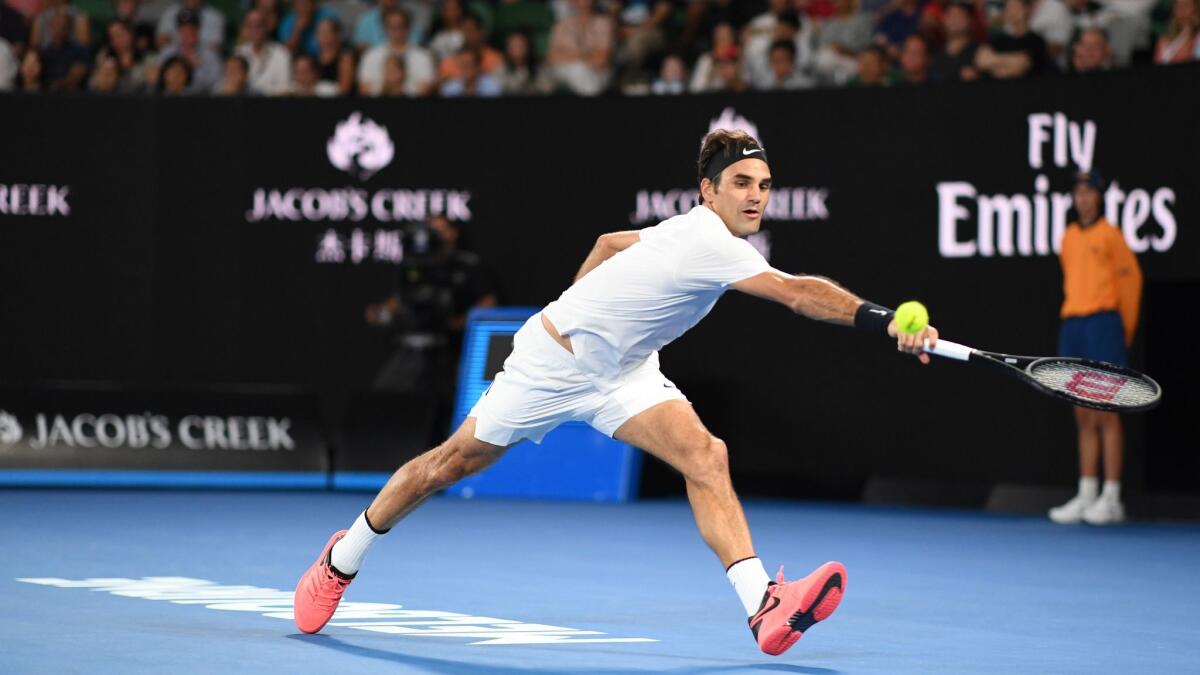 Roger Federer of Switzerland during his men's singles final match against Marin Cilic of Croatia at the Australian Open