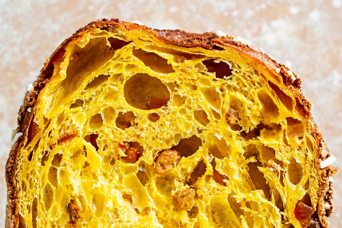Panettone From Roy has an airy, golden webbed interior.