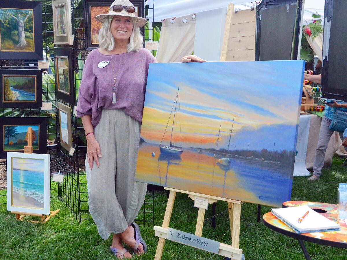 BJ Morrison McKay displays her oils and pastels during Art in the Park at Newport Beach Civic Center.