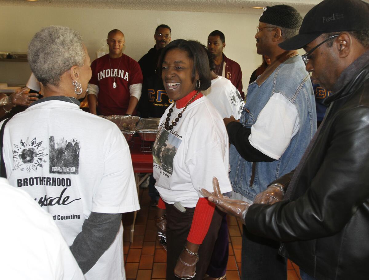 Jackie Dupont-Walker, shown in 2010 at the annual Thanksgiving meal served at the Ward Villa senior complex, has been appointed to the Los Angeles County Metropolitan Transportation Authority board by L.A. Mayor Eric Garcetti.