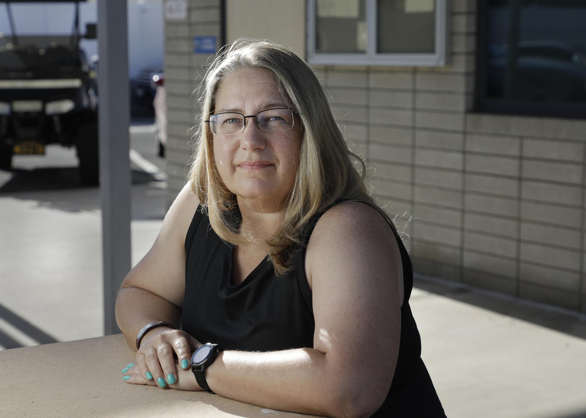 Stephanie Gilreath poses outside the Imperial Beach City Council meeting on Aug. 2.