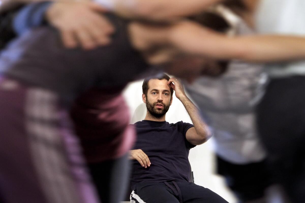 Choreographer Benjamin Millepied directing a L.A. Dance Project rehearsal, at the Los Angeles Theater Center, in 2012.