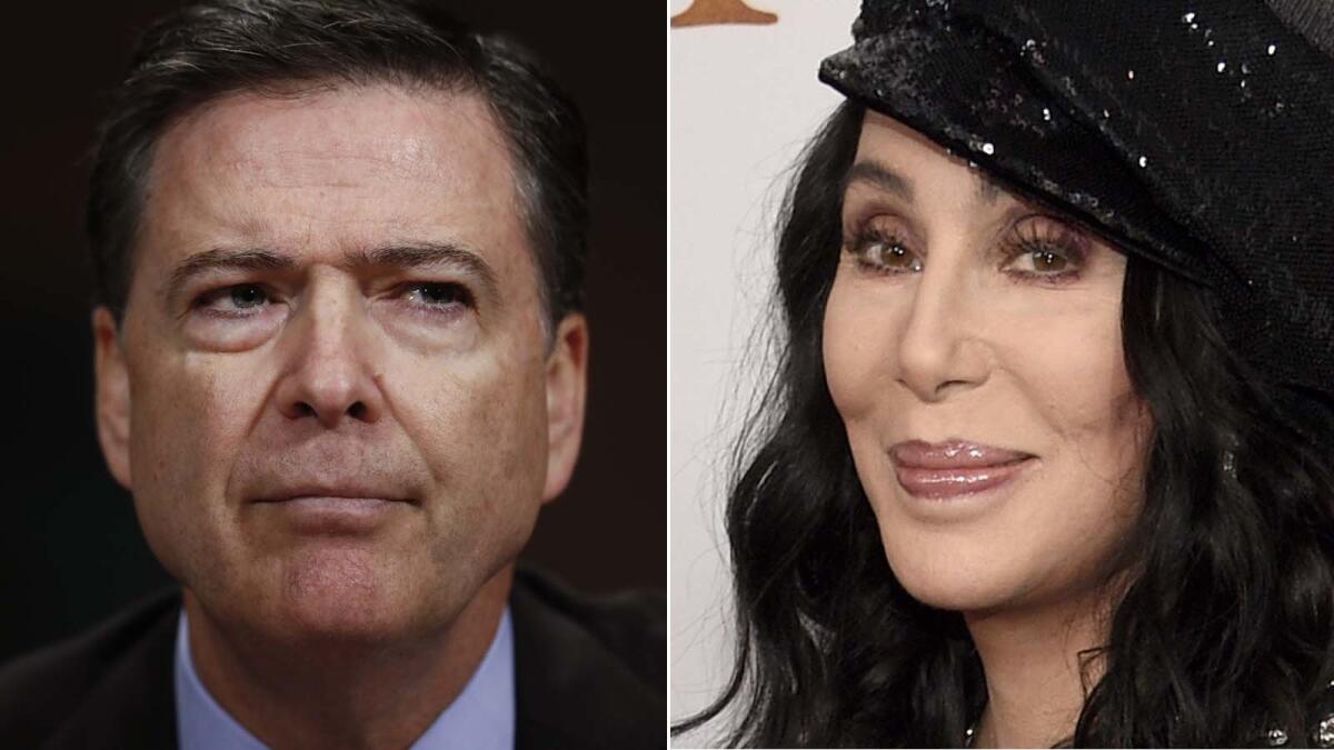 Cher, right, had some choice words regarding the firing of FBI Director James Comey.