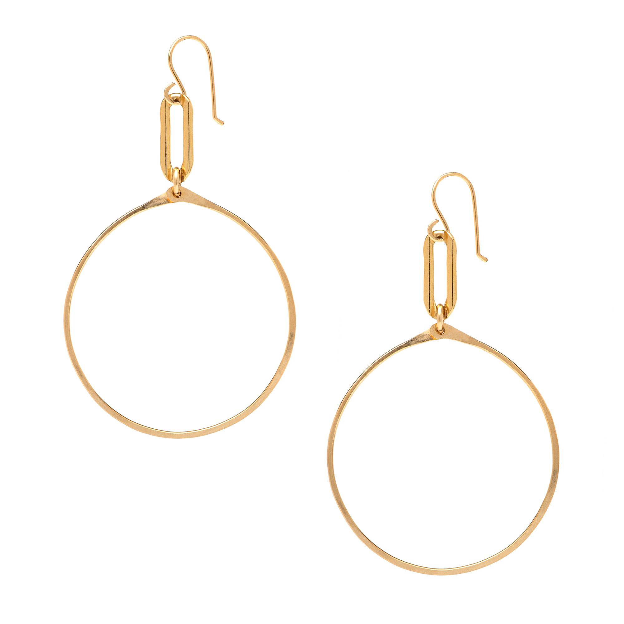  A pair of gold earrings.