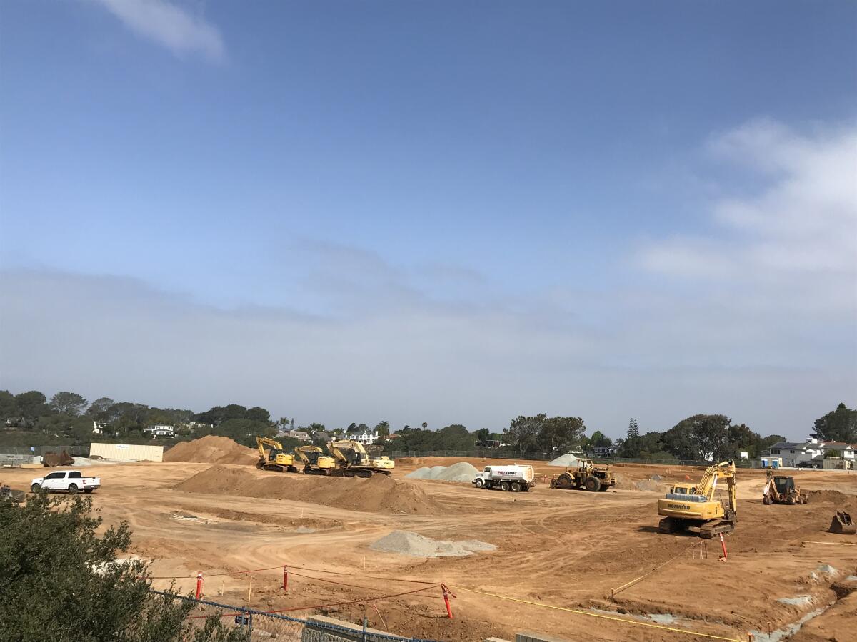 The construction site for Del Mar Heights School on pause.