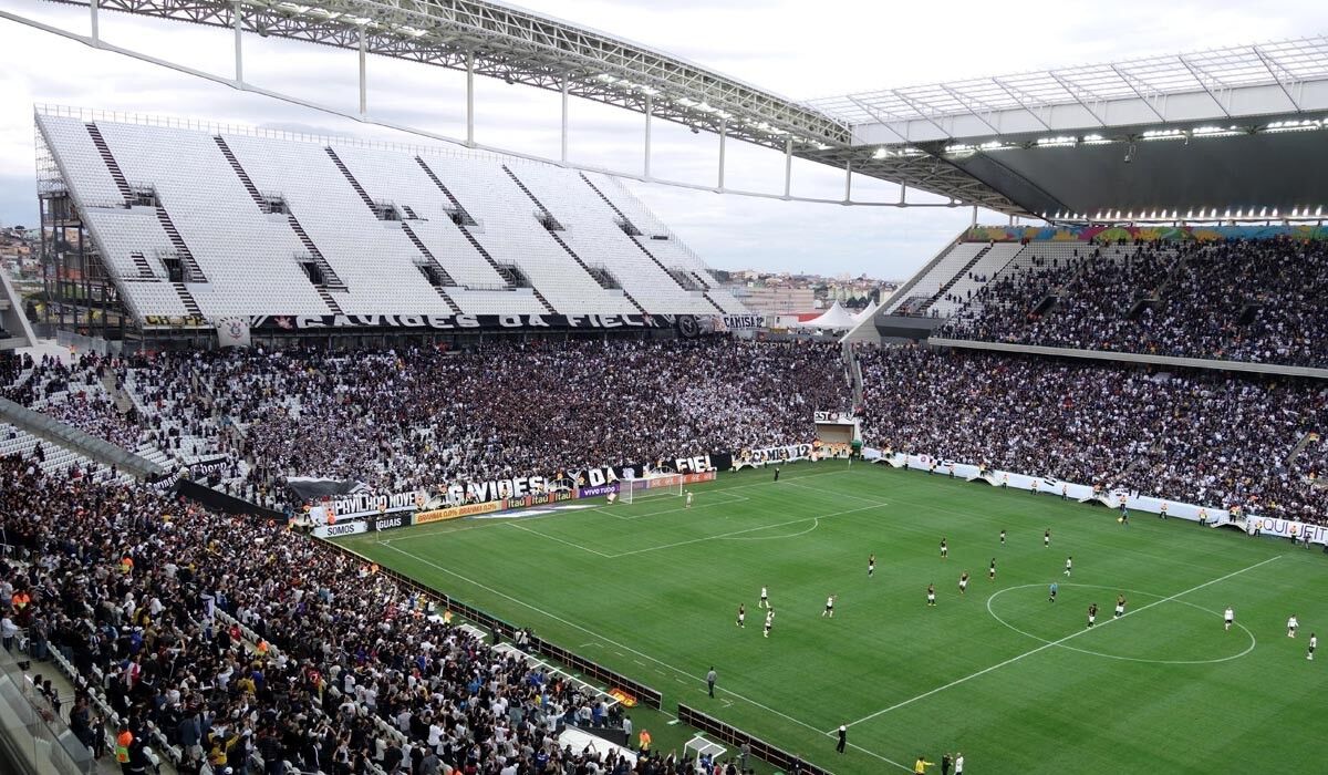 The new Sao Paulo stadium, Arena Corinthians, has an untested temporary seating section above fans at one end of the structure.