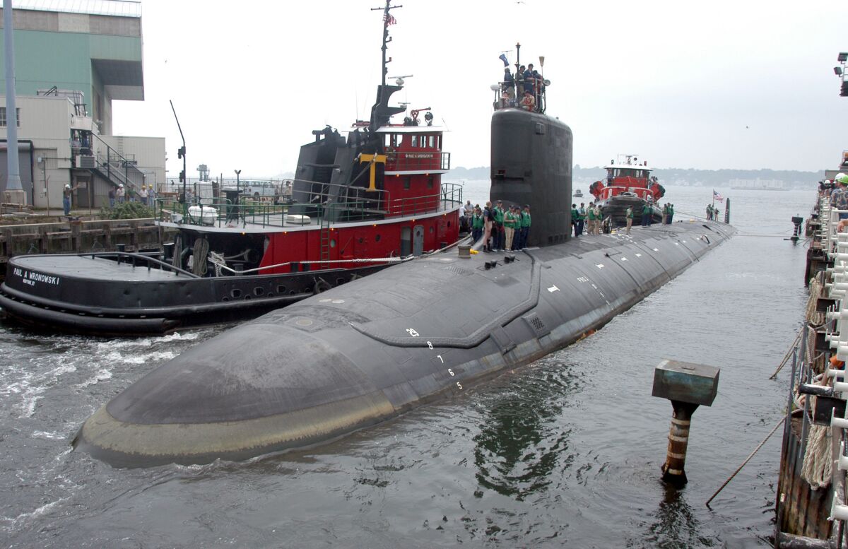 The USS Virginia returns to the Electric Boat Shipyard in Groton Conn.