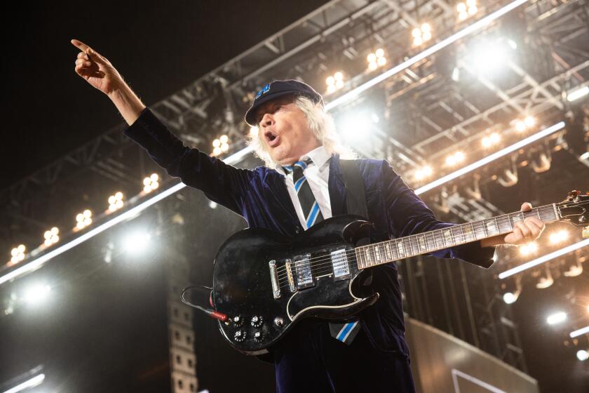 INDIO, CA - OCTOBER 7TH: [Lead guitarist and ACDC co-founder Angus Young performing live at Power Trip] on Saturday, October 7th, 2023 in Indio, CA. (David Vassalli / For The Times)