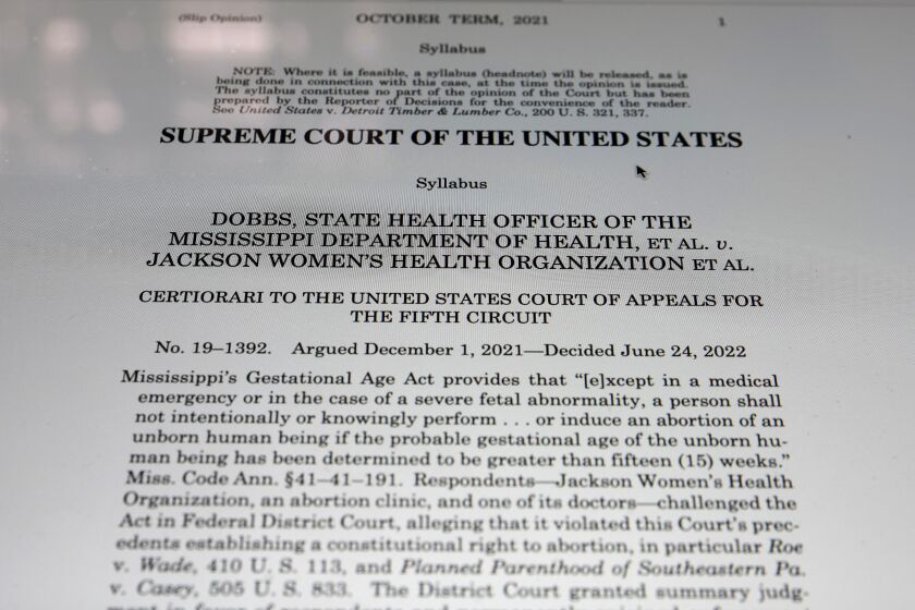 WASHINGTON, DC - JUNE 24: The U.S. Supreme Court decision in Dobbs v Jackson Women's Health which was issued electronically is seen on June 24, 2022 in Washington, DC. The Court's decision in Dobbs v Jackson Women's Health overturns the 50-year-old Roe v Wade and erases a federal right to an abortion. (Photo by Chip Somodevilla/Getty Images)