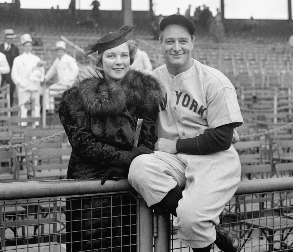New York Yankees legend Lou Gehrig and his wife, Eleanor, in 1936.