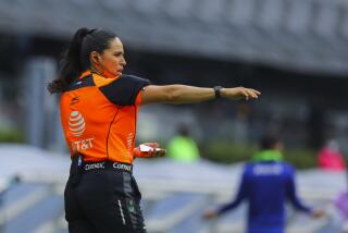 MEXICO CITY, MEXICO - AUGUST 27: Karen Janett Díaz, assistant referee, reacts during the 11th round match.