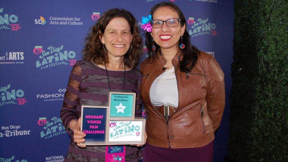 Mo Morris and Dulce Garcia at the San Diego Latino Film Festival on March 19, 2019.
