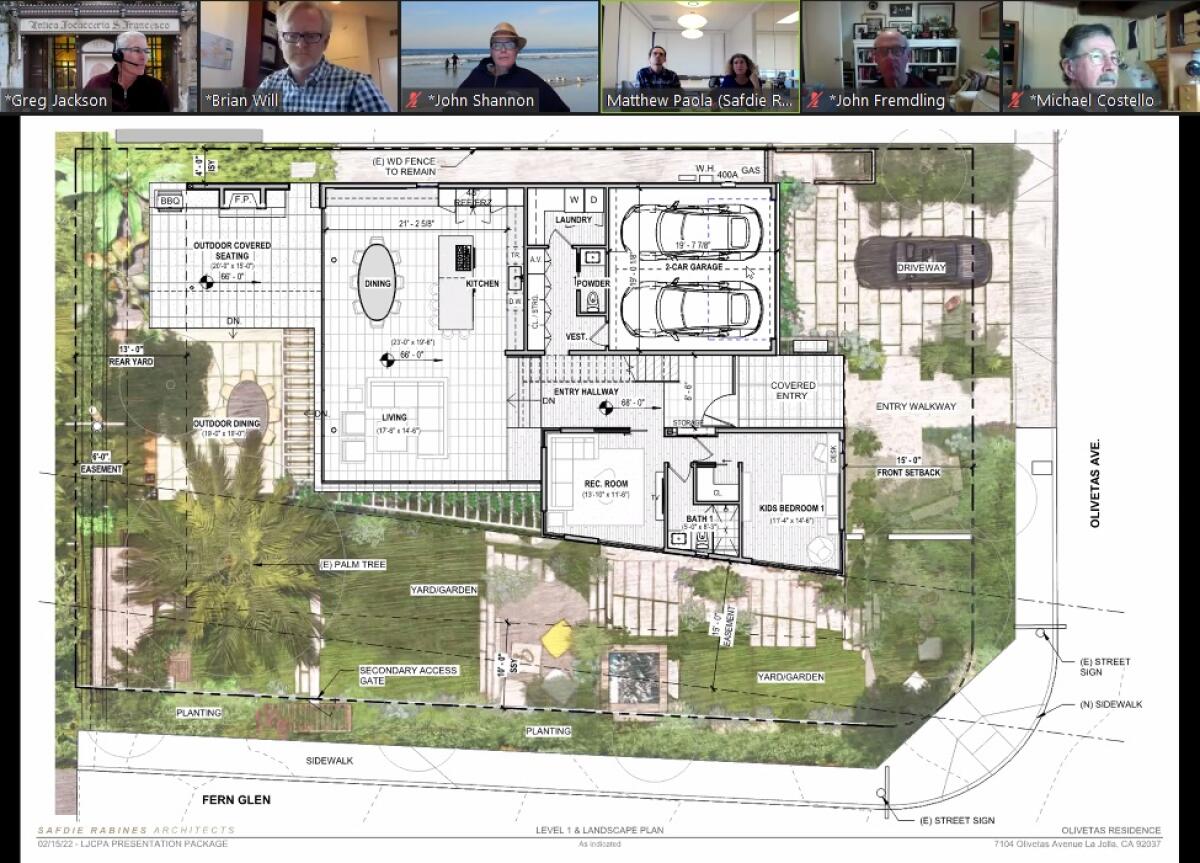 An overhead view of a proposed home development on Olivetas Avenue in La Jolla