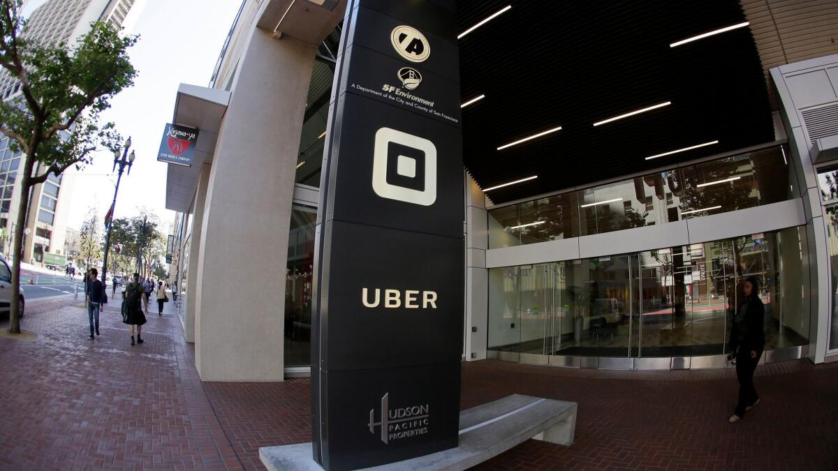 San Francisco-based Uber is one of the big private companies that could benefit from a new SEC rule aimed at encouraging more public stock offerings. (AP Photo/Eric Risberg)