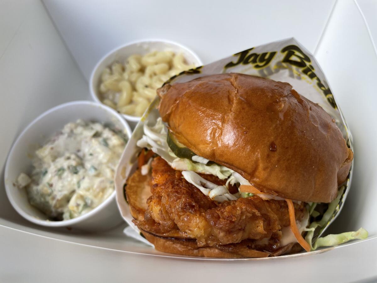 Baby Jay’s, a hot chicken sandwich, at Jay Bird's Chicken in Huntington Beach.