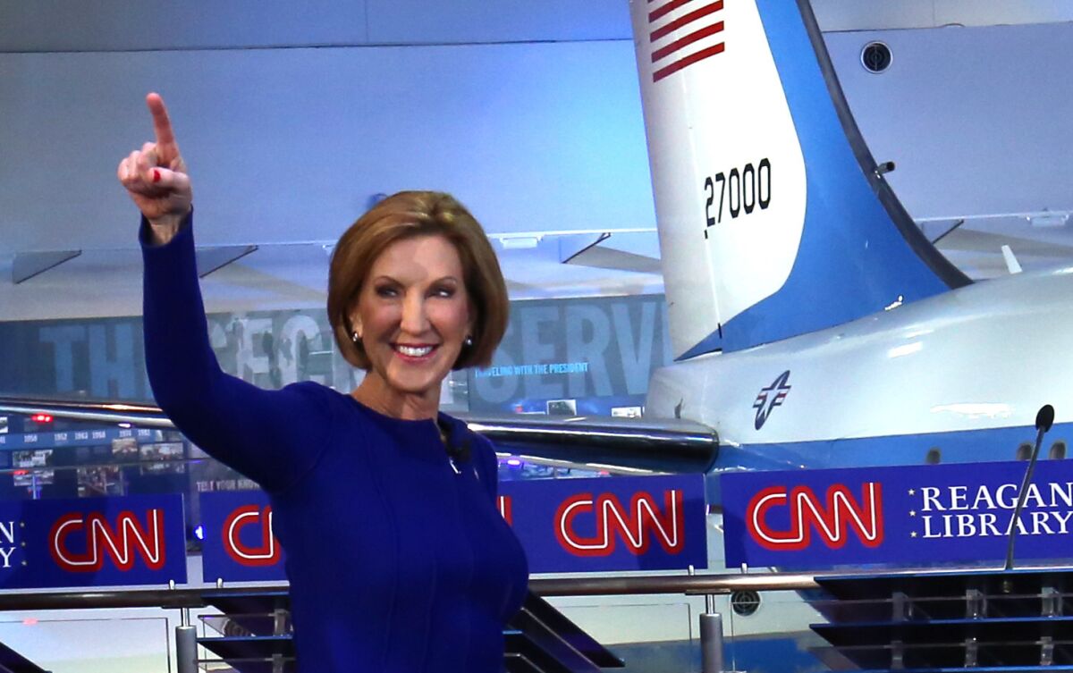 Number-one in fabrications about Planned Parenthood? Carly Fiorina at the start of Wednesday's GOP debate.