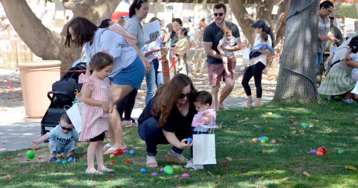 Families gathered on the grassy area of the Newport Dunes & Waterfront Resort on Saturday.