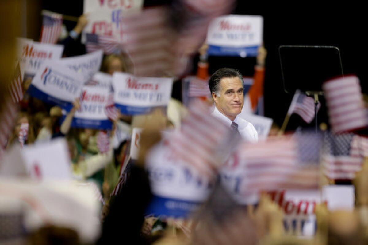 Mitt Romney at a campaign event at George Mason University in Fairfax, Va.
