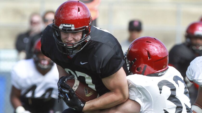 San Diego State tight end Kahale Warring has five touchdown catches over the past two seasons.