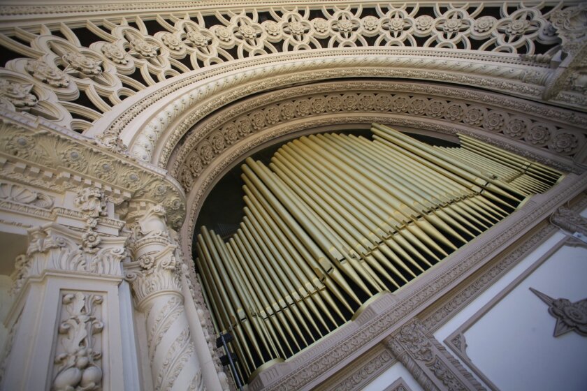 The Organ Pavilion in Balboa Park houses the Spreckels Organ which debuted in 1915.