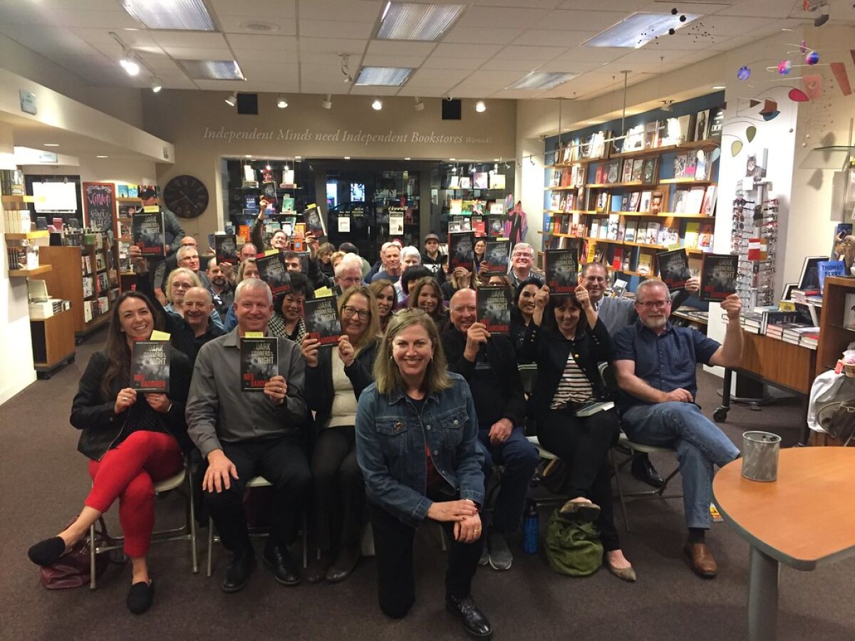 Author events draw crowds and spur sales. This one, in February 2020, featured thriller writer Meg Gardiner at Warwick's books in La Jolla.