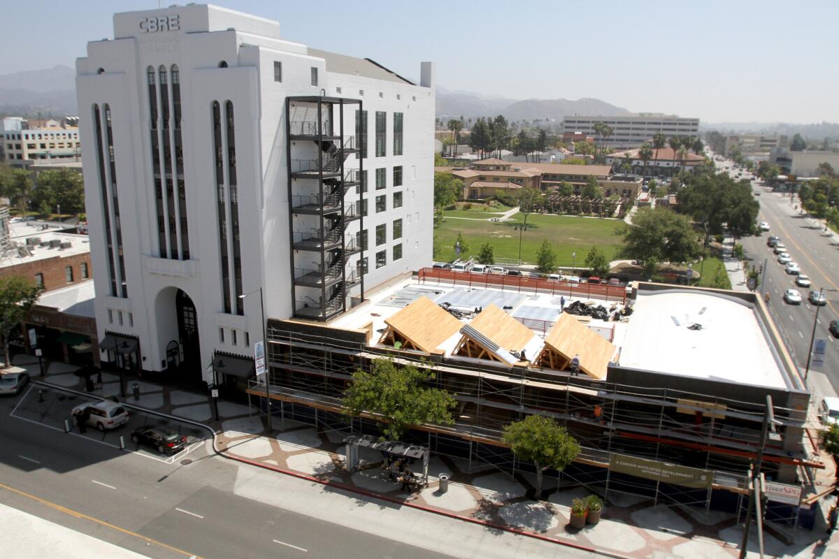 Now under construction, the building at 252 S. Brand Blvd. will also be home to Greenleaf Gourmet Chopshop and Mainland Poke Shop as well as the other three eateries.