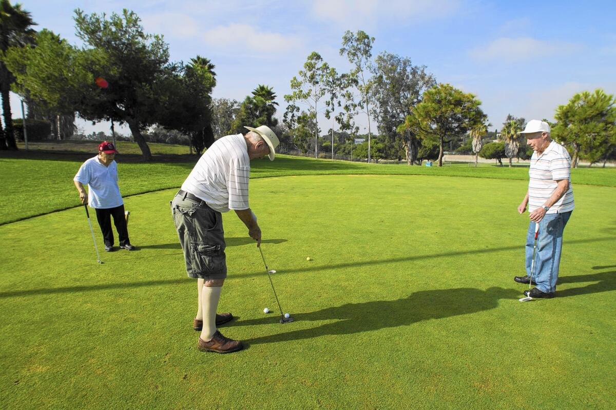 Newport Beach Golf Course was developed in the 1970s. The 38-bay driving range, putting green, pro shop, restaurant, parking lot and front nine holes are on privately owned land. The rest is on county property known officially as the “south clear zone” of John Wayne Airport.