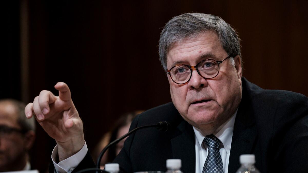 Atty. Gen. William Barr testifies before the Senate Appropriations Committee on April 10.
