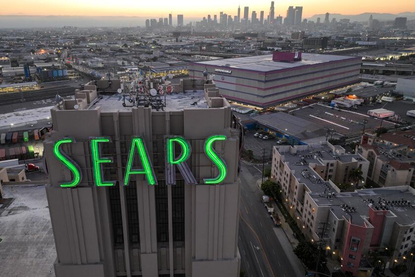 Los Angeles, CA, Monday, July 10, 2022 - The iconic Sears building in Boyle Heights. A proposal to house thousands of homeless in the building is on life support after opposition from Boyle Heights residents. (Robert Gauthier/Los Angeles Times)