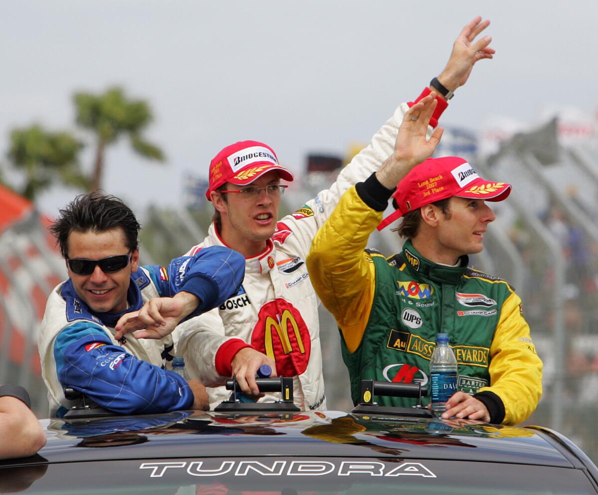 Drivers, from left, Oriol Servia of Spain 