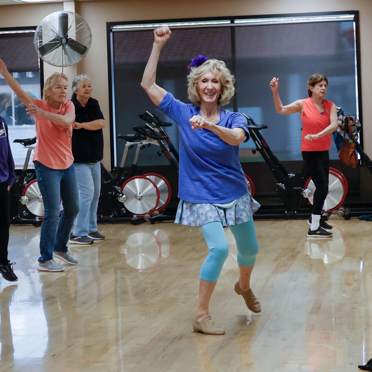 Cheri Pogeler leads a dance class at the Magdalena Ecke Family YMCA.