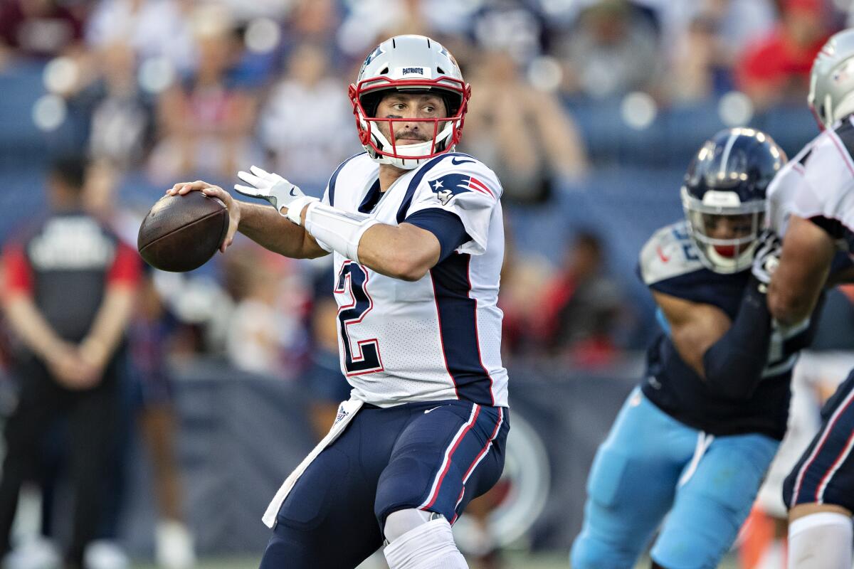 The Patriots released quarterback Brian Hoyer, above, on Aug. 31, 2019.