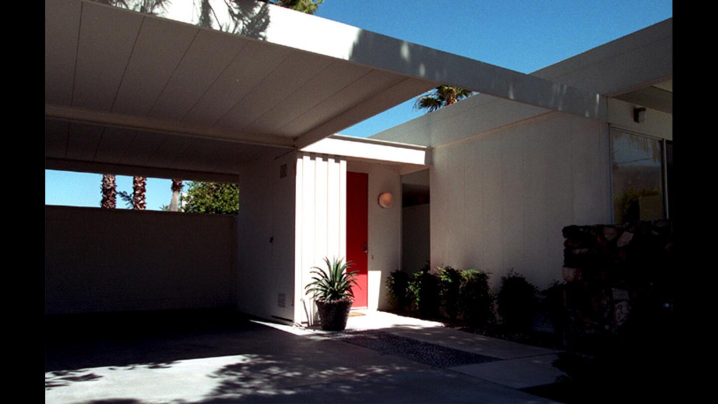 The entrance to an experimental house designed by Donald Wexler in 1963 in Palm Springs.