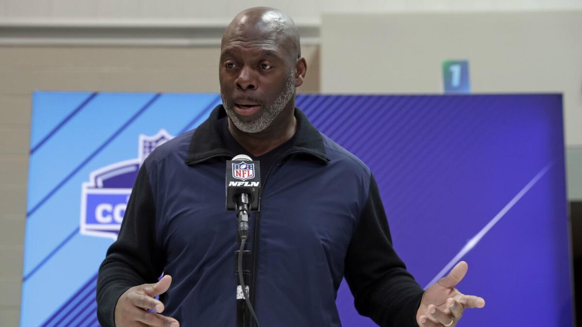 Los Angeles Chargers head coach Anthony Lynn speaks during a press conference at the NFL football scouting combine in Indianapolis, Thursday, March 1, 2018. (AP Photo/Michael Conroy)