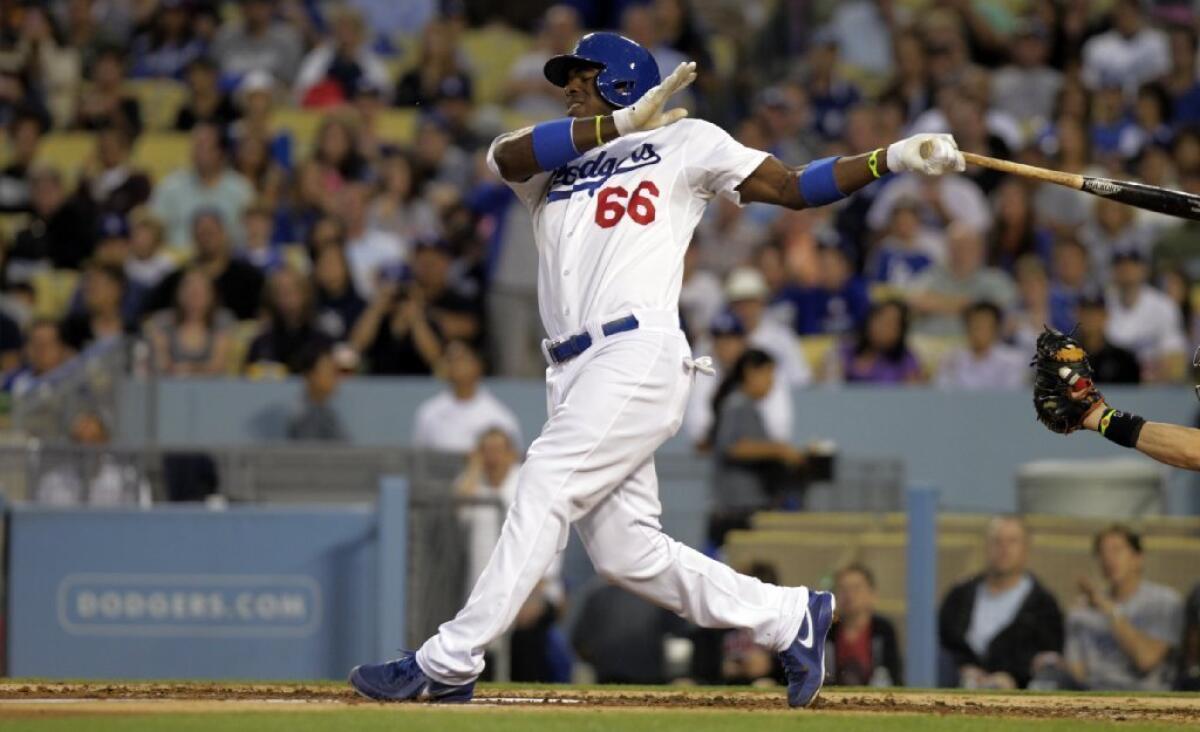 Divide his uniform number by three, and that's how old Yasiel Puig is.