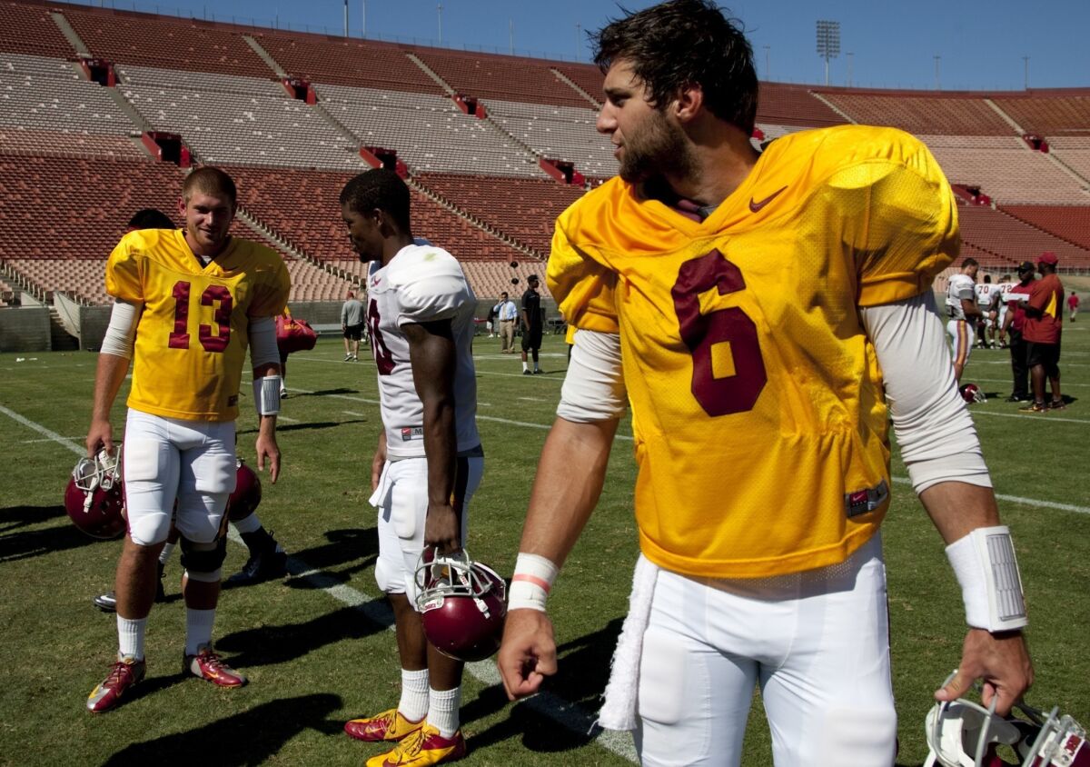 USC quarterbacks Cody Kessler (6) and Max Wittek (13) are both expected to get playing time against Hawaii on Thursday.