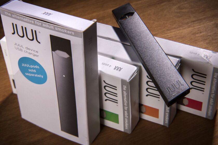 WASHINGTON, DC - MAY 2: A Juul vaping system with accessory pods in varying flavors on May, 02, 2018 in Washington, DC. (Photo by Bill O'Leary/The Washington Post via Getty Images) ** OUTS - ELSENT, FPG, CM - OUTS * NM, PH, VA if sourced by CT, LA or MoD **