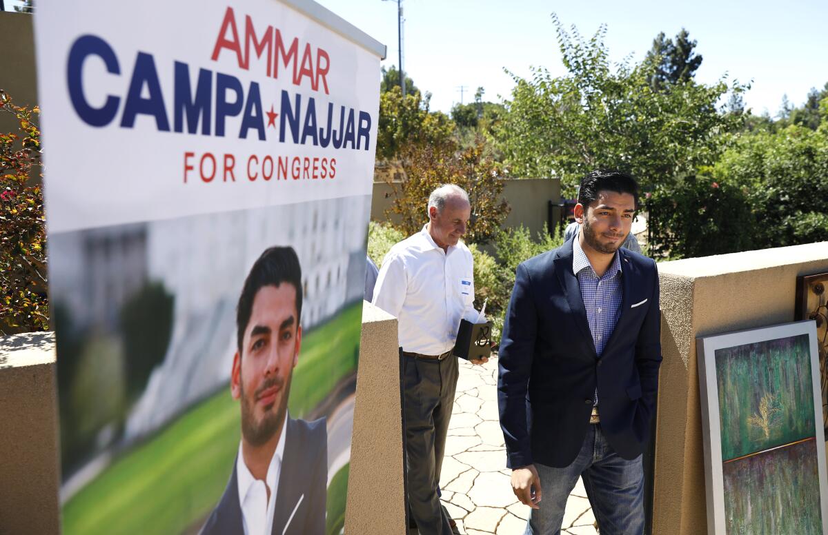 Sept. 2018 photo of Ammar Campa-Najjar arriving at a teet and greet in Escondido.