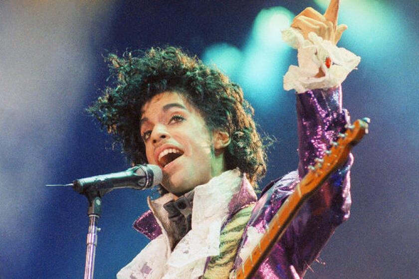 Prince performs at the Forum in Inglewood on Feb. 18, 1985.