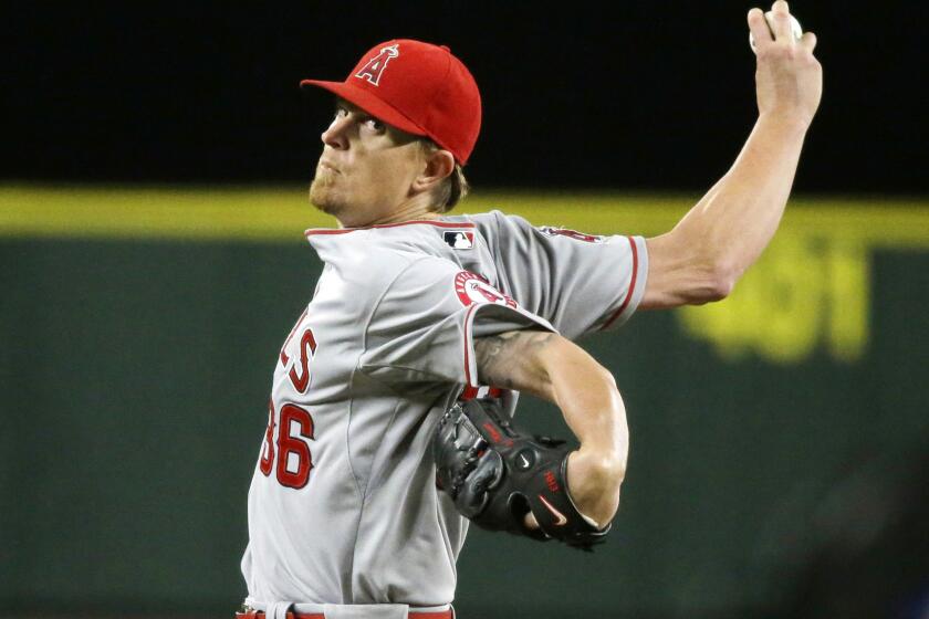 Angels starter Jered Weaver was ejected from Thursday night's game against the Mariners for hitting Seattle's Kyle Seager with a pitch.
