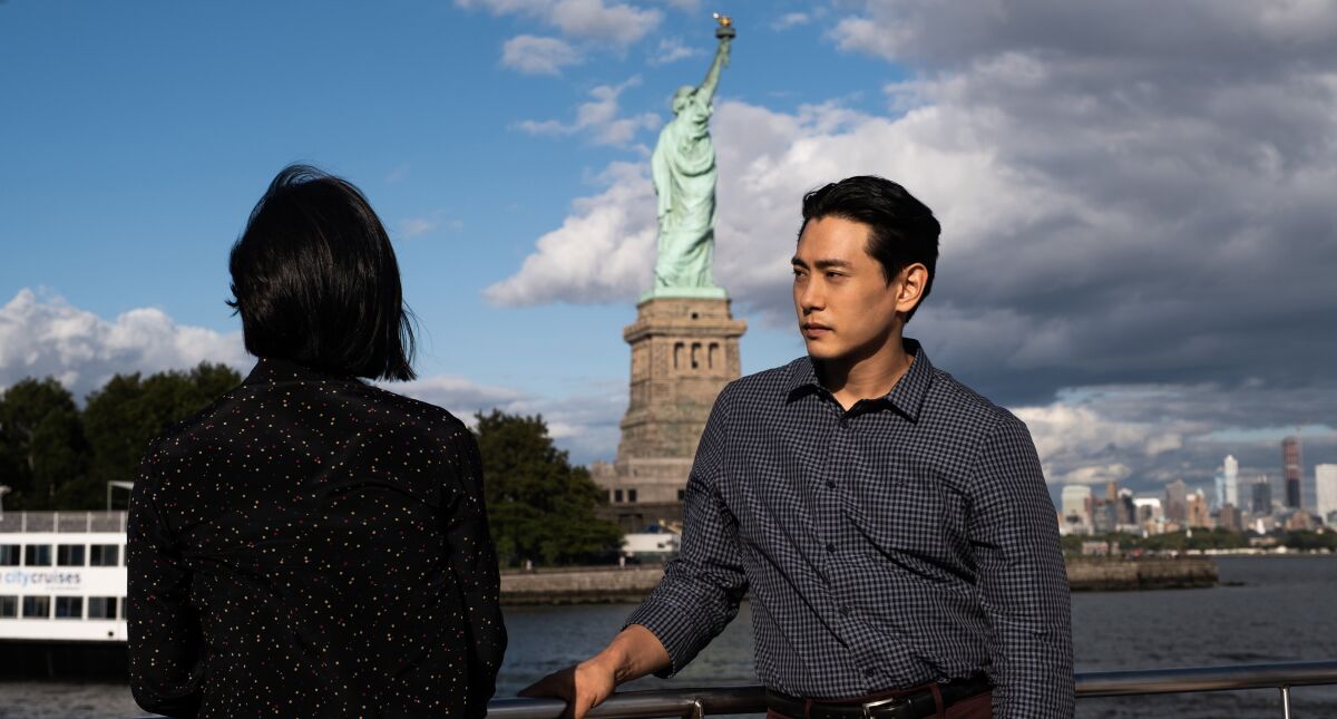 Nora (Greta Lee) and Hae Sung (Teo Yoo) in a scene from A24's "Past Lives."