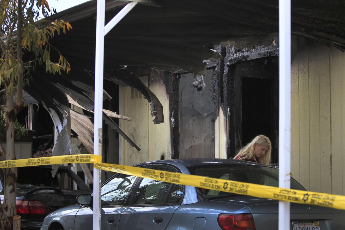 A woman was killed in an early morning fire at her Castaic mobile-home.