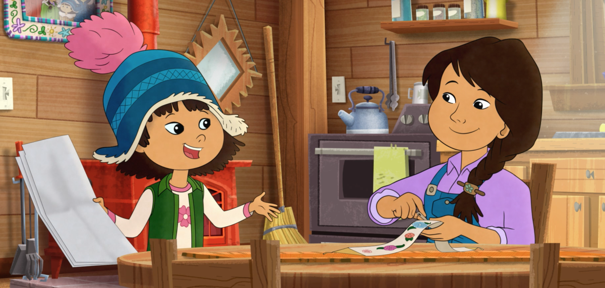 Molly and her mom at the trading post on PBS Kids' "Molly of Denali."