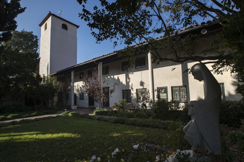 Hollywood, CA - December 01, 2021: Neighborhood organizers and friends of the Monastery of the Angels are gearing up for a battle to save the 90 year old home of the order off cloistered Dominican nuns after hearing that the building will go up for sale in 2022. (Mel Melcon / Los Angeles Times)