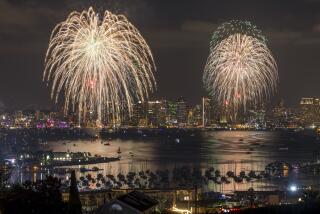 SAN DIEGO, CA - JULY 4, 2022: Fireworks explode over San Diego Bay during the Big Bay Boom fireworks show in celebration of Independence Day in San Diego on Monday, July 4, 2022. (Hayne Palmour IV / For The San Diego Union-Tribune)