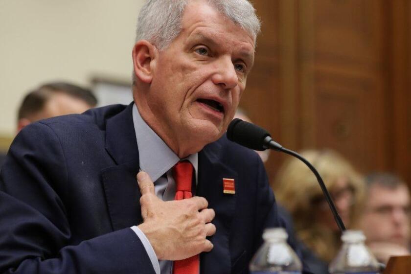 WASHINGTON, DC - MARCH 12: Wells Fargo and Company CEO Timothy Sloan testifies before the House Financial Services Committee in the Rayburn House Office Building on Capitol Hill March 12, 2019 in Washington, DC. Sloan answered questions from committee members about his leadership of the 166-year-old bank following the disclosure that staff had created millions of fake bank accounts in order to hit their high-pressure goals. (Photo by Chip Somodevilla/Getty Images) ** OUTS - ELSENT, FPG, CM - OUTS * NM, PH, VA if sourced by CT, LA or MoD **
