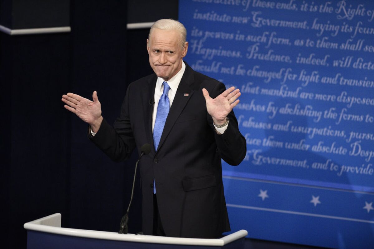 Jim Carrey as Joe Biden during the "Final Debate" cold open on "Saturday Night Live."