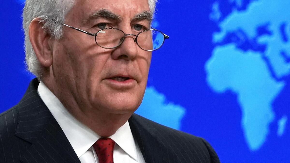 Secretary of State Rex Tillerson makes a statement on his departure.