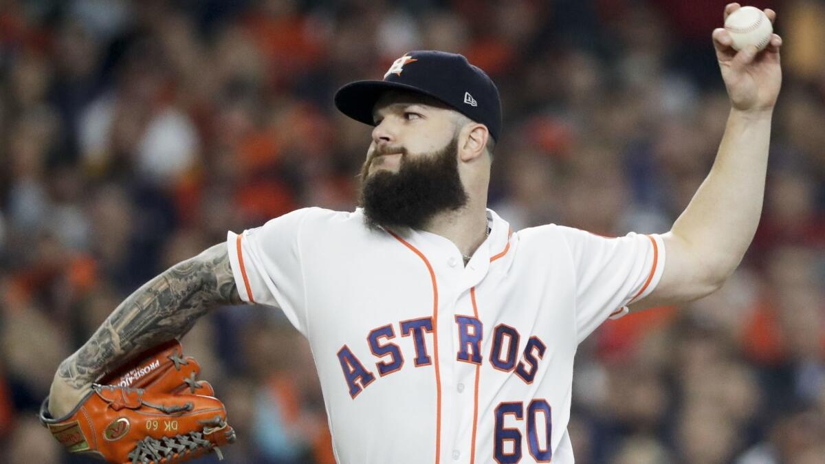 Dallas Keuchel pitches against the Boston Red Sox in Game 3 of the American League Championship Series in Houston last year.