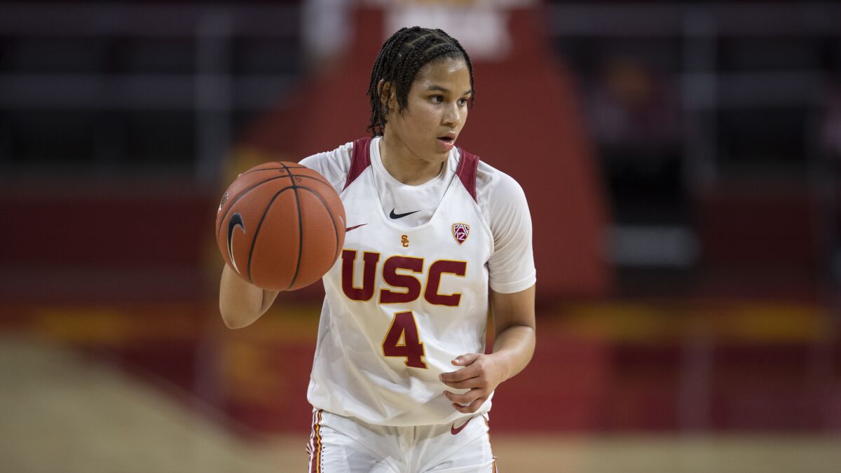 USC guard Endyia Rogers during a game against Loyola Marymount in November 2020.